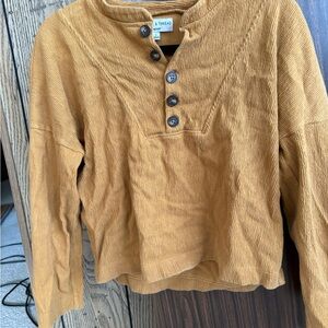 Madewell Texture and Thread Seamed Henley Size Medium
